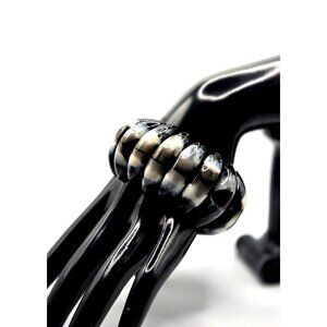 Chunky Vintage Plastic Shiny Lucite Curved Bracelet Ombre Black and Grey tones